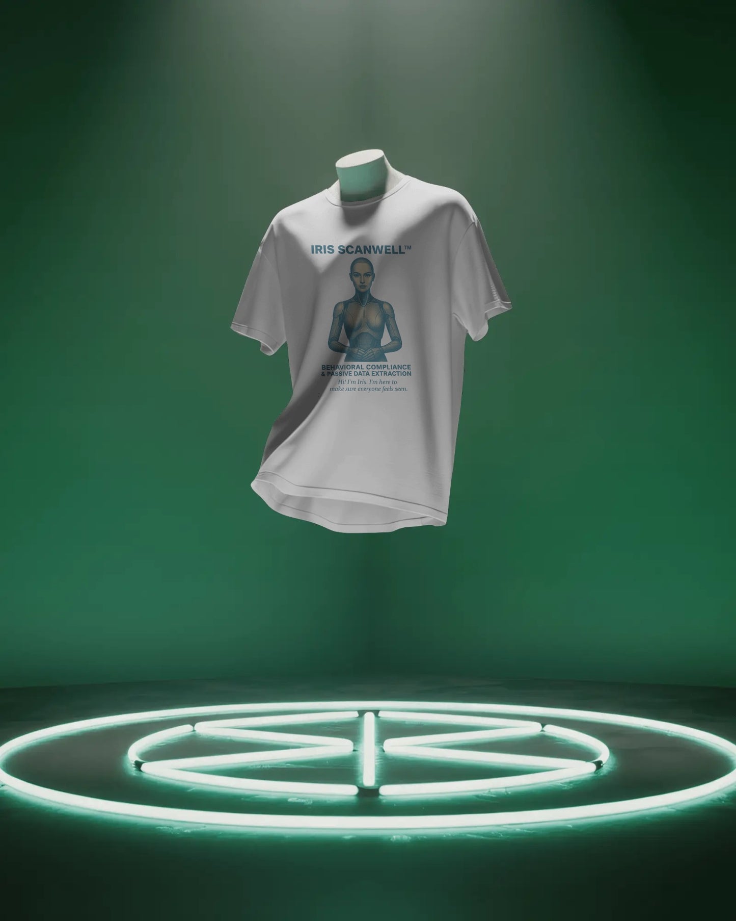 Iris Scanwell | Biometrics Graphic Satire T-Shirt | Unisex AI Compliance Tee
