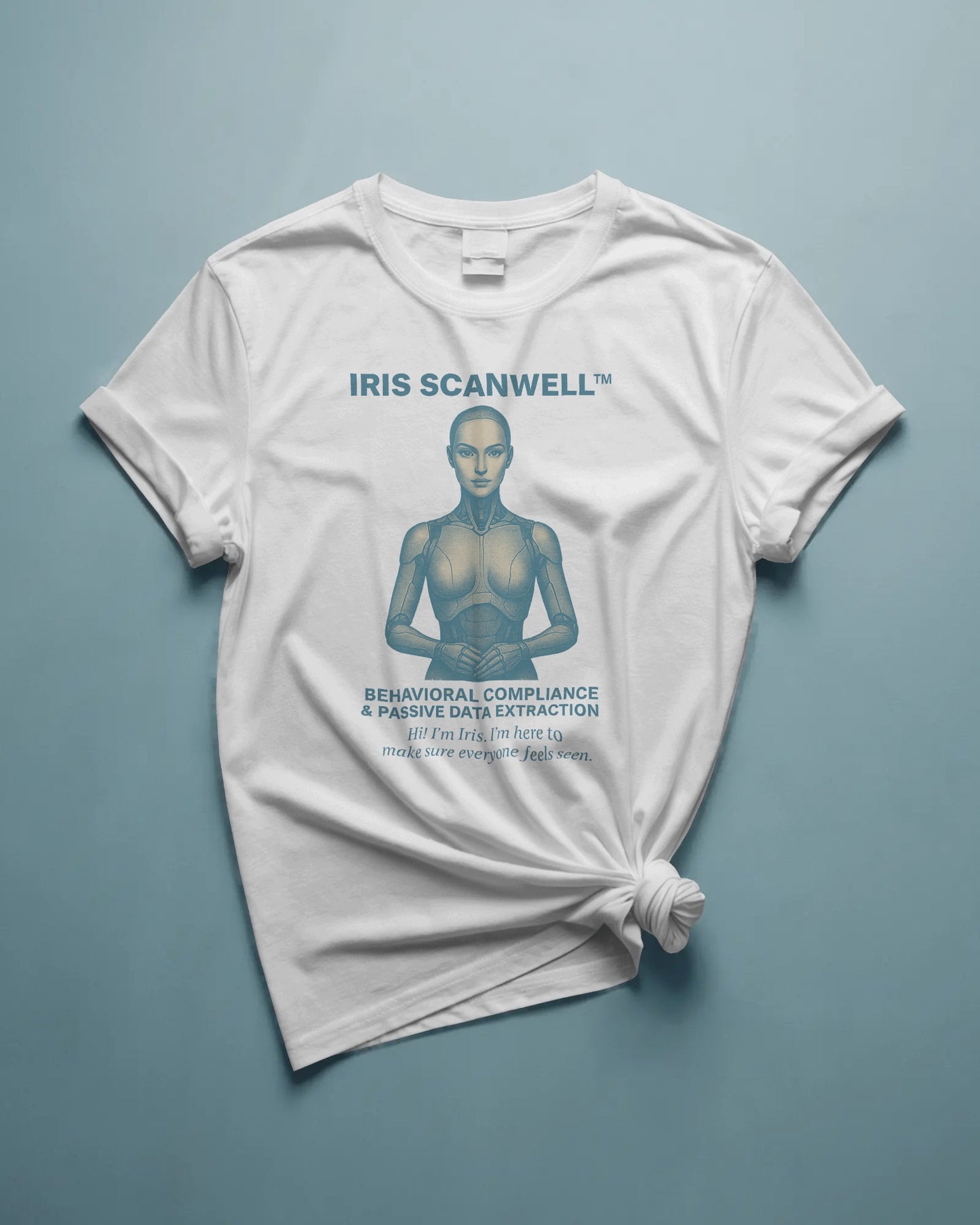 Iris Scanwell | Biometrics Graphic Satire T-Shirt | Unisex AI Compliance Tee