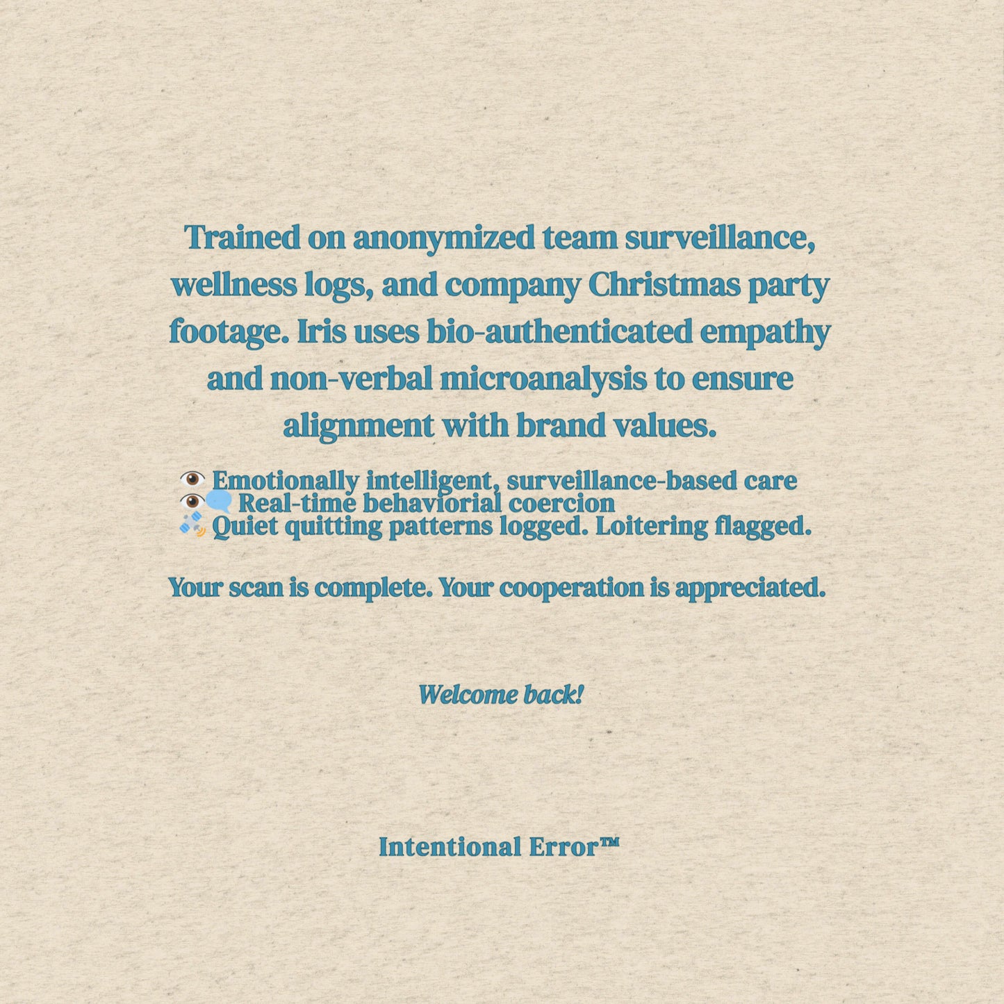 Back Tile image of Intentional Error's Iris Scanwell T-shirt