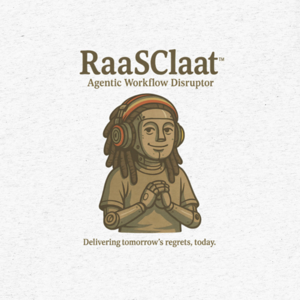 Illustration of a person with dreadlocks and headphones, with 'RaaSClaat' branding on a light background.
