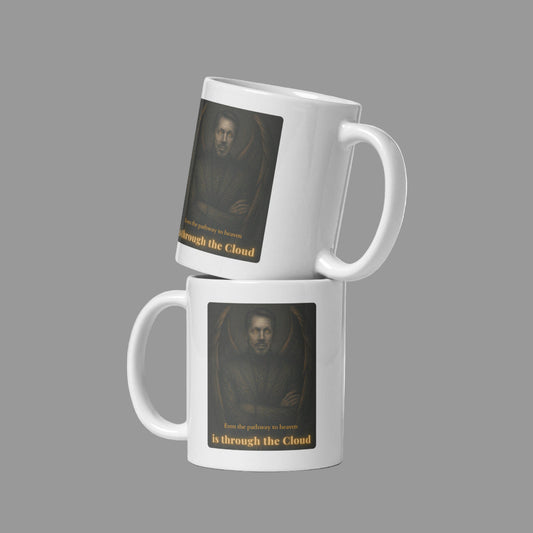 Left and right-handed mug mockup showing Intentional Error's The Gatekeeper design