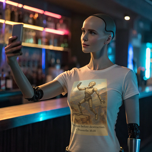 Duck-Lips at the Edge | AI Vanity Satire Shirt | Unisex Graphic Tee