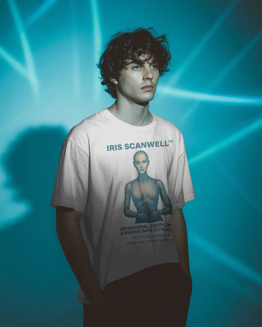 Iris Scanwell | Biometrics Graphic Satire T-Shirt | Unisex AI Compliance Tee