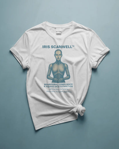 Iris Scanwell | Biometrics Graphic Satire T-Shirt | Unisex AI Compliance Tee