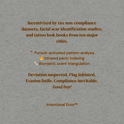Back tile of the Maligator 3.0 T-shirt by Intentional Error depicting descriptive text.