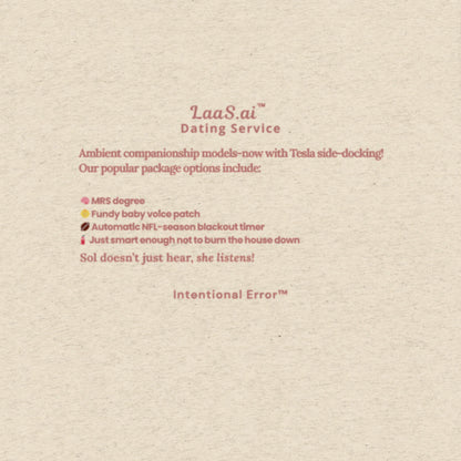 Back tile design of LaaS.ai Dating Service unisex graphic t-shirt by Intentional Error in oatmeal.