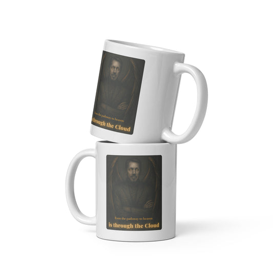 Left and right-handed mug mockup showing Intentional Error's The Gatekeeper design